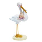 Taarttopper Ooievaar met Baby Roze 11cm, Verzenden, Nieuw