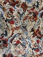 Gobelin-stof met medaillons en ramages in oranje en blauw