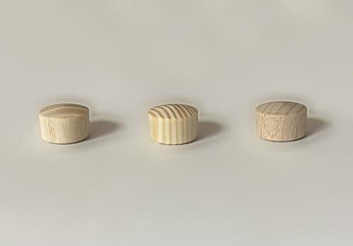 Set van 30 houten knopjes, buttons (10x10 mm, grenenhout), Doe-het-zelf en Verbouw, Gereedschap | Handgereedschap, Nieuw, Ophalen of Verzenden