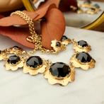 Antiek gouden collier met granaat | 43,5 cm (vintage), Gebruikt, Overige kleuren, Ophalen of Verzenden, Met edelsteen