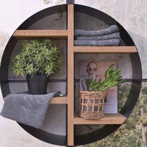 Opbouwnis LoooX Wooden Box Rond Eiken Old Grey Ø50x14cm Mat, Doe-het-zelf en Verbouw, Sanitair, Ophalen of Verzenden