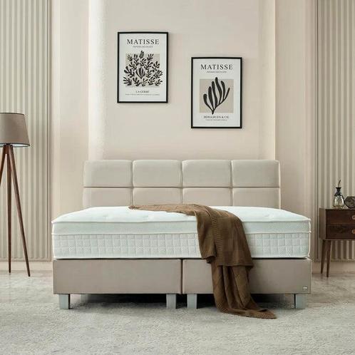 Boxspring Vida 160x200 beige, Huis en Inrichting, Slaapkamer | Boxsprings, Beige, Nieuw, Verzenden