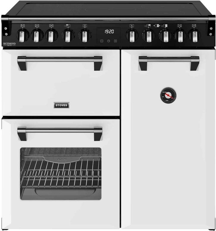 Stoves Richmond 90 Ei DX RTY inductie fornuis - wit - Deluxe, Witgoed en Apparatuur, Fornuizen, 60 cm of meer, Vrijstaand, 5 kookzones of meer