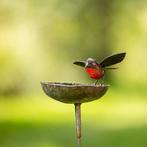 Figuur - Roodborst drinkbak op metalen staaf - Metaal