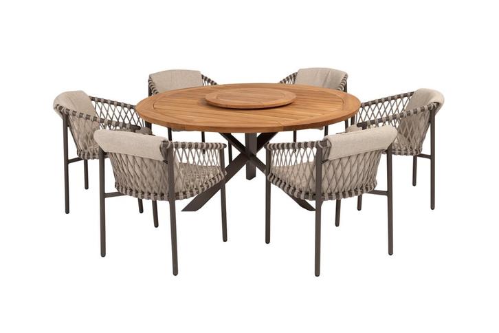 4 Seasons Allora / Prado ronde tuinset Ø160 cm. (7-delig) +, Tuin en Terras, Tuinsets en Loungesets, Tuinset, Nieuw, Hout, Verzenden