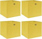 vidaXL - Opbergboxen - 4 - st - 32x32x32 - cm - stof - geel, Huis en Inrichting, Woonaccessoires | Overige, Ophalen of Verzenden