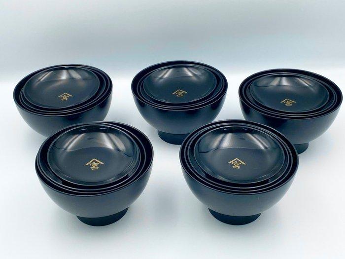 Shu Shikki lakwerk schaal – zwart laklaag, ‘Miya’ markering,, Antiek en Kunst, Antiek | Overige Antiek