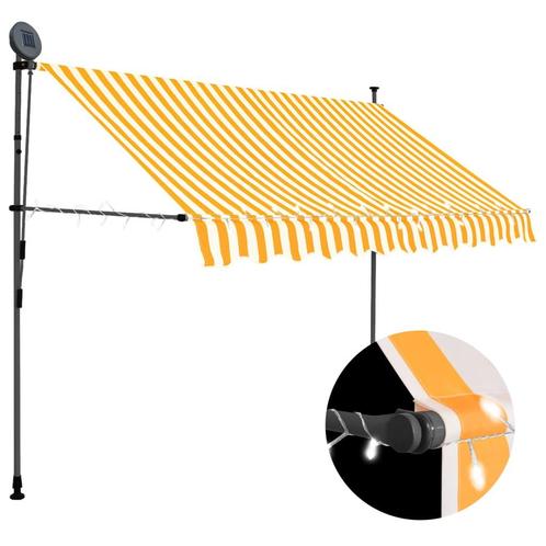 vidaXL Luifel handmatig uitschuifbaar met LED 250 cm wit en, Tuin en Terras, Zonneschermen, Nieuw, Verzenden