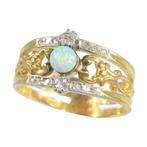 Ring - 18 karaat Geel goud - Diamant - Opaal, Belle Epoque,