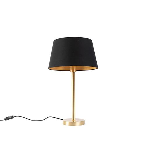 Klassieke tafellamp messing met zwarte kap 32 cm - Simplo, Huis en Inrichting, Lampen | Tafellampen, Nieuw, Overige materialen
