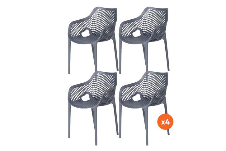 Set van 4 - Madino Air stapelbare stoel - Grijs, Tuin en Terras, Tuinsets en Loungesets, Nieuw, Overige materialen, Verzenden