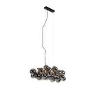 Art Deco hanglamp zwart met smoke glas 8-lichts - Uvas, Verzenden, Nieuw, Glas, Design