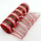 Decomesh deco mesh metalic voor kransen en inpakken rood wit, Ophalen of Verzenden, Nieuw