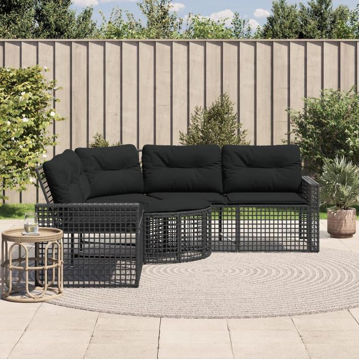 vidaXL Tuinbank met kussens en voetensteun L-vormig poly, Tuin en Terras, Tuinsets en Loungesets, Nieuw, Rotan, Verzenden