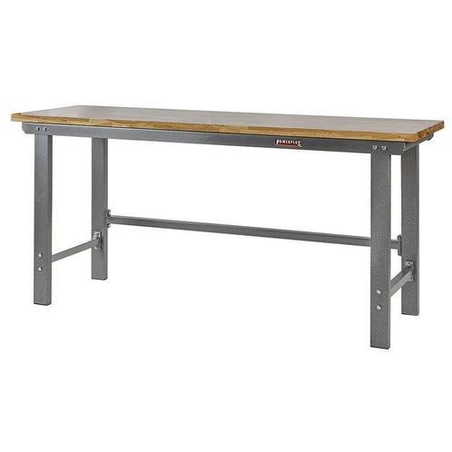 Werkbank grijs 200 cm met hardhouten blad - open model, Doe-het-zelf en Verbouw, Werkbanken, Ophalen of Verzenden