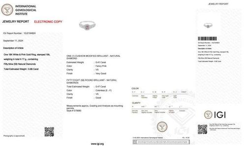 Ring - 18 karaat Roségoud, Witgoud - 0.88ct. tw. Roze, Sieraden, Tassen en Uiterlijk, Ringen