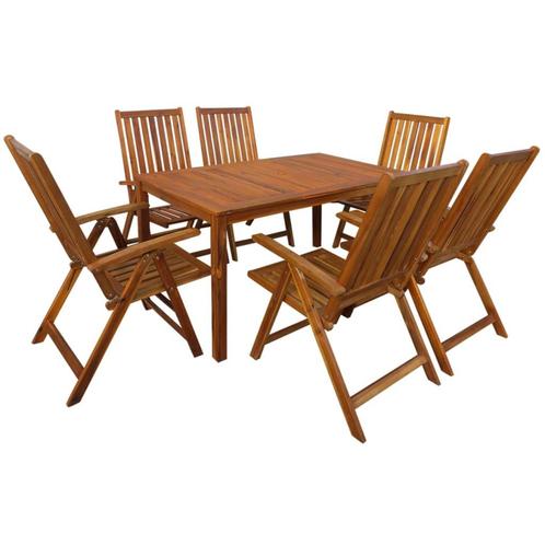 vidaXL 7-delige Tuinset massief acaciahout, Tuin en Terras, Tuinsets en Loungesets, Tuinset, Nieuw, 7 zitplaatsen, Hout, Verzenden