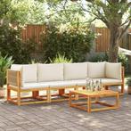 vidaXL 4-delige Loungeset met kussens massief acaciahout, Verzenden, Nieuw, Hardhout, Loungeset