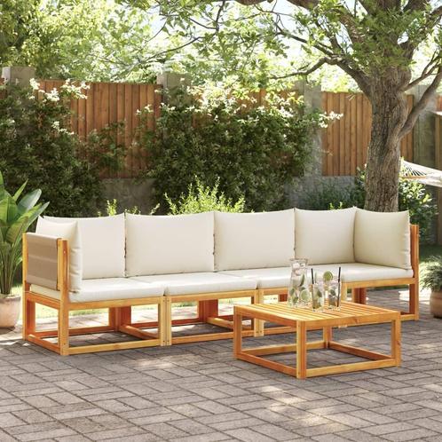 vidaXL 4-delige Loungeset met kussens massief acaciahout, Tuin en Terras, Tuinsets en Loungesets, Loungeset, Nieuw, Hardhout, Verzenden