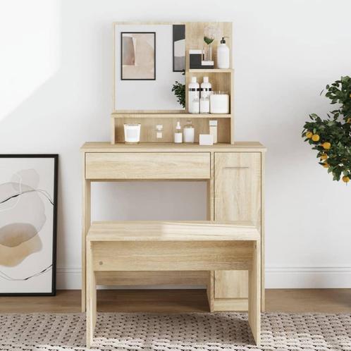 vidaXL Kaptafel met spiegel 86,5x35x136 cm sonoma, Huis en Inrichting, Tafels | Kaptafels, Nieuw, Verzenden
