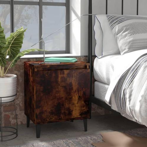vidaXL Nachtkastjes met metalen poten 40x30x50 cm gerookt, Huis en Inrichting, Slaapkamer | Nachtkastjes, Nieuw, Minder dan 45 cm