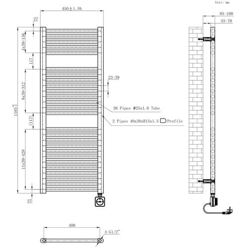 Elektrische Radiator BWS Lara 118.5x45 Cm Smart Wifi Wit, Doe-het-zelf en Verbouw, Sanitair, Ophalen of Verzenden