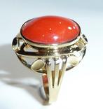 Ring - 14 karaat Geel goud - 6.00ct. tw. Bloedkoraal - Grote, Nieuw