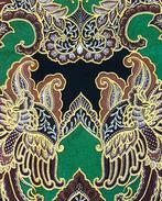 Katoen Batik Ornamant Groen-Bruin, Nieuw, Groen