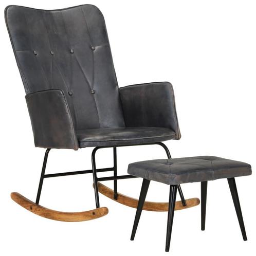 Relaxstoel met Voetenbank Leer Grijs | OP=OP | Laagste pr..., Huis en Inrichting, Stoelen, Grijs, Nieuw, Ophalen of Verzenden