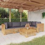 vidaXL 6-delige Loungeset met kussens massief teakhout, Tuin en Terras, Tuinsets en Loungesets, 5 zitplaatsen, Verzenden, Teakhout