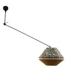 Hanglamp zwart met dubbele velours lampenkap blad dessin en, Nieuw, Klassiek / Antiek, 75 cm of meer