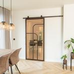 Stalen Schuifdeur - Brons - 4 Vlaks rond - Brons rook glas, Doe-het-zelf en Verbouw, Kozijnen en Schuifpuien, 75 tot 150 cm, Nieuw