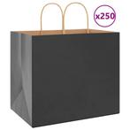 vidaXL Papieren zakken 250 st met hengsels 32x22x28 cm zwart, Verzenden, Nieuw