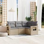 vidaXL 4-delige Loungeset met kussens poly rattan beige, Tuin en Terras, Tuinsets en Loungesets, Verzenden, Nieuw, Rotan, Loungeset