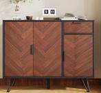 Opbergkast Zwart/Hout – 90 cm met Verstelbare Planken, Huis en Inrichting, Verzenden, Nieuw