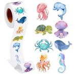 500 Stickers Op Rol - 2.5cm - Zeedieren Los -, Verzenden, Nieuw