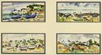 Jean Levasseur (1935 - 2024) - Suite de 4 aquarelles sur la, Antiek en Kunst