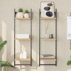 vidaXL Wandschappen 3-laags met stangen 2 st 30x25x100 cm, Huis en Inrichting, Woonaccessoires | Wandplanken en Boekenplanken