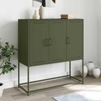 vidaXL buffetkast 100,5x39x107 cm staal olijfgroen, Huis en Inrichting, Kasten | Buffetkasten, 100 tot 150 cm, Verzenden, 100 tot 150 cm
