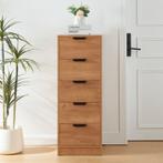 Commode Varkaus ladekast mdf met 5 lades 108x40x40 cm eikenk, Verzenden, Nieuw