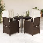 vidaXL 5-delige Tuinset met kussens poly rattan bruin, Tuin en Terras, Tuinsets en Loungesets, 4 zitplaatsen, Nieuw, Tuinset, Verzenden
