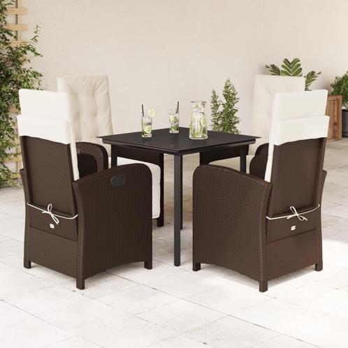 vidaXL 5-delige Tuinset met kussens poly rattan bruin, Tuin en Terras, Tuinsets en Loungesets, Tuinset, Nieuw, 4 zitplaatsen, Rotan