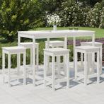 vidaXL 7-delige Tuinbarset massief grenenhout wit, Verzenden, Nieuw, 7 zitplaatsen