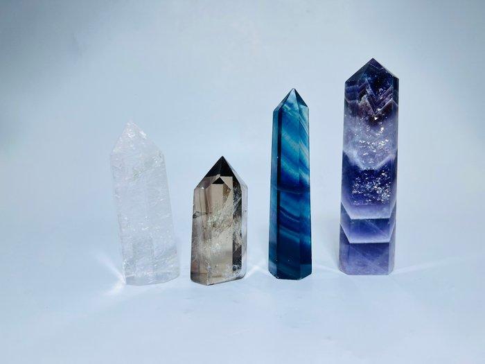 ***GEEN RESERVE*** Set van 4 kristallen torens: Chevron, Verzamelen, Mineralen en Fossielen