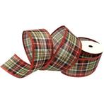 Kerstlint tartan 63mm burlap wired edge ribbon red/green x, Ophalen of Verzenden, Nieuw