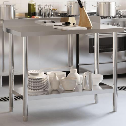 vidaXL Keukenwerktafel met spatscherm 110x55x93 cm roestvrij, Zakelijke goederen, Horeca | Overige, Verzenden