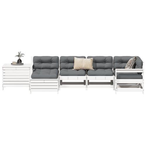 vidaXL 7-delige Loungeset massief grenenhout wit, Tuin en Terras, Tuinsets en Loungesets, Loungeset, Nieuw, Verzenden