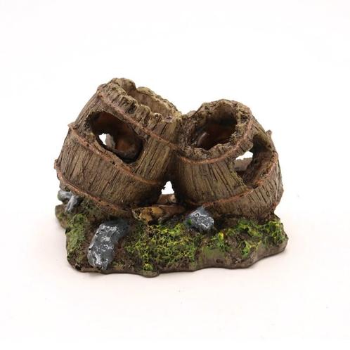 Houten vaten / tonnen medium OS-197 - aquarium decoratie, Dieren en Toebehoren, Vissen | Aquaria en Toebehoren, Sierelement, Nieuw