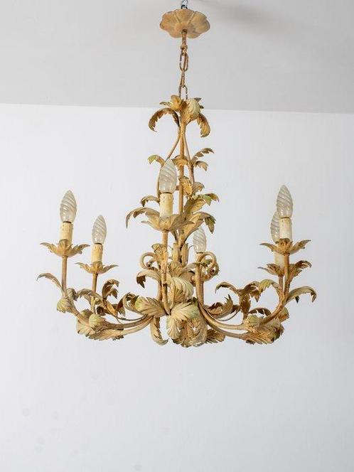 Plafondlamp - IJzer, Plaatwerk - Zesdaagse hanglamp, Antiek en Kunst, Curiosa en Brocante
