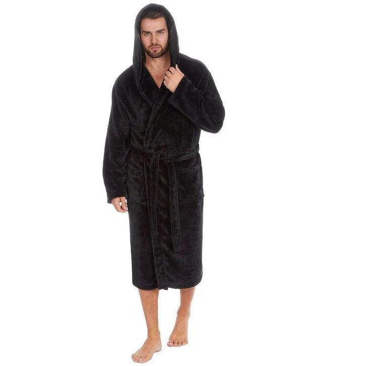 HGMD Badjas met Capuchon - Zwart - L/XL - Unisex, Huis en Inrichting, Badkamer | Badkamermeubels, Nieuw, Verzenden